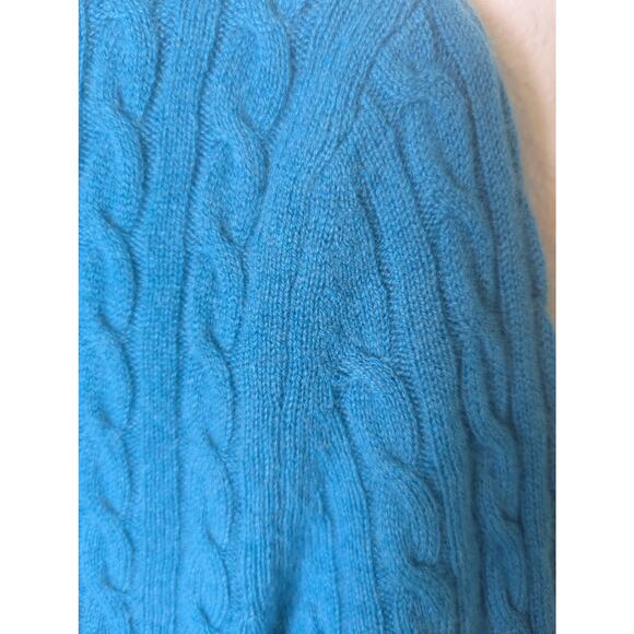Antonio Melani 100% Cashmere Cable Knit Teal Blue Sweater Women S Preppy Soft - Picture 9 of 12